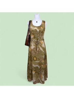 90s floral boho flower child maxi dress